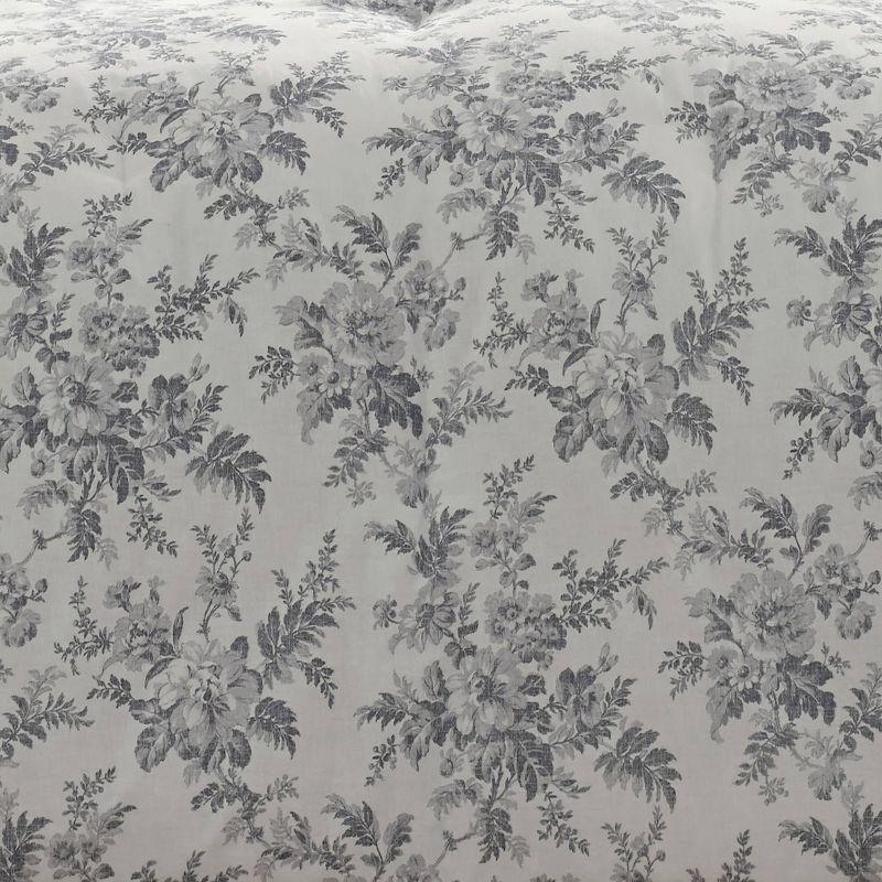 Laura Ashley Annalise Floral 100% Cotton Duvet Cover Bonus Set Gray