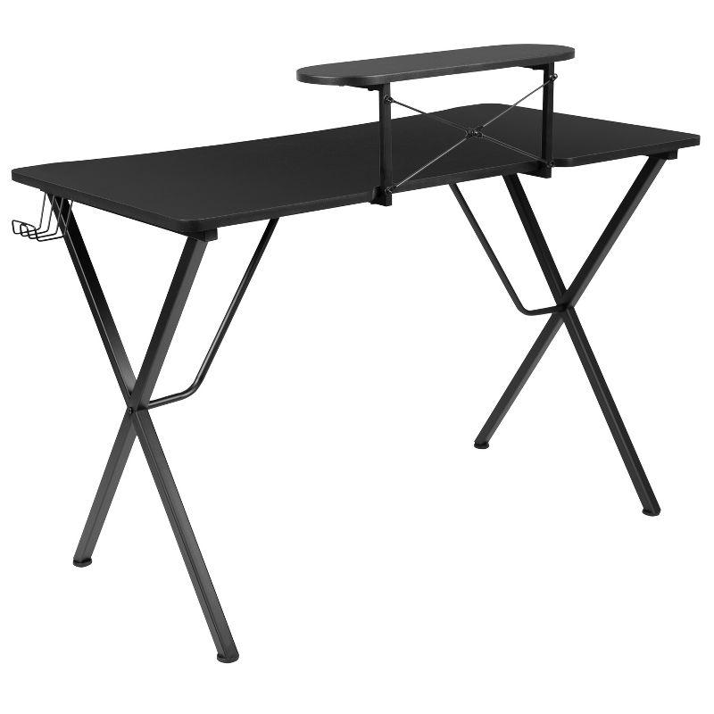 Flash Furniture Black Gaming Desk with Cup Holder, Headphone Hook, and Monitor/Smartphone Stand