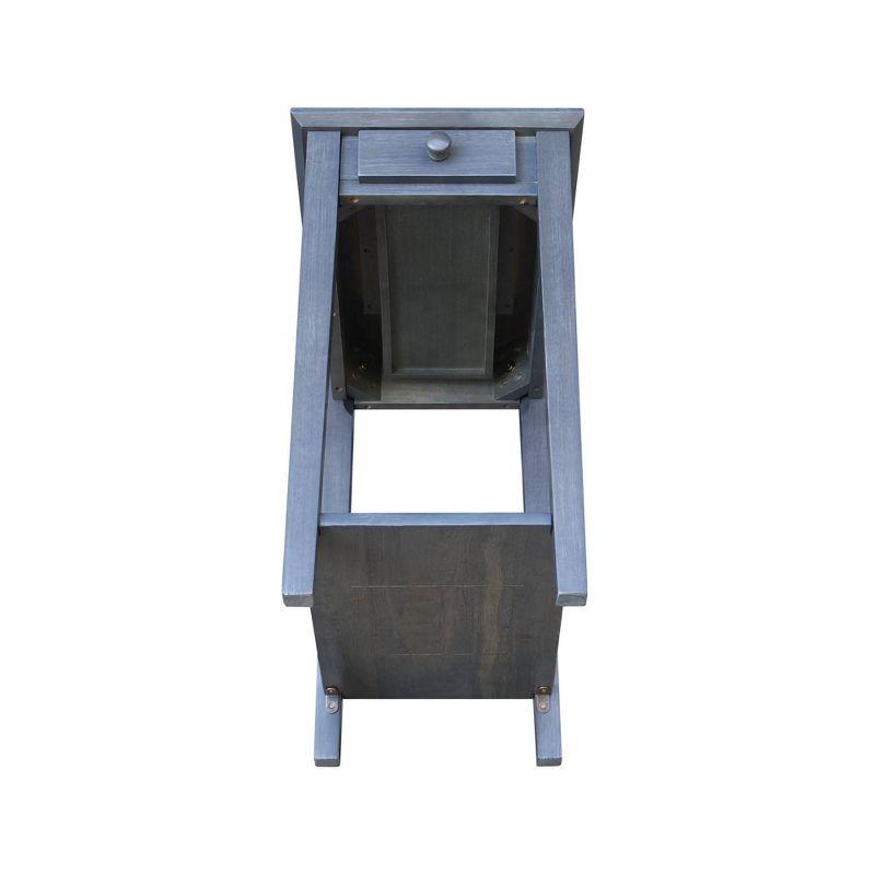 International Concepts Narrow End Table Heather Gray: Mid-Century Modern Style, Hardwood, Drawer & Shelf