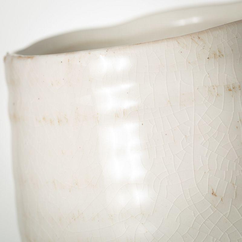 Elegant Rustic White Ceramic 13.5" Table Vase