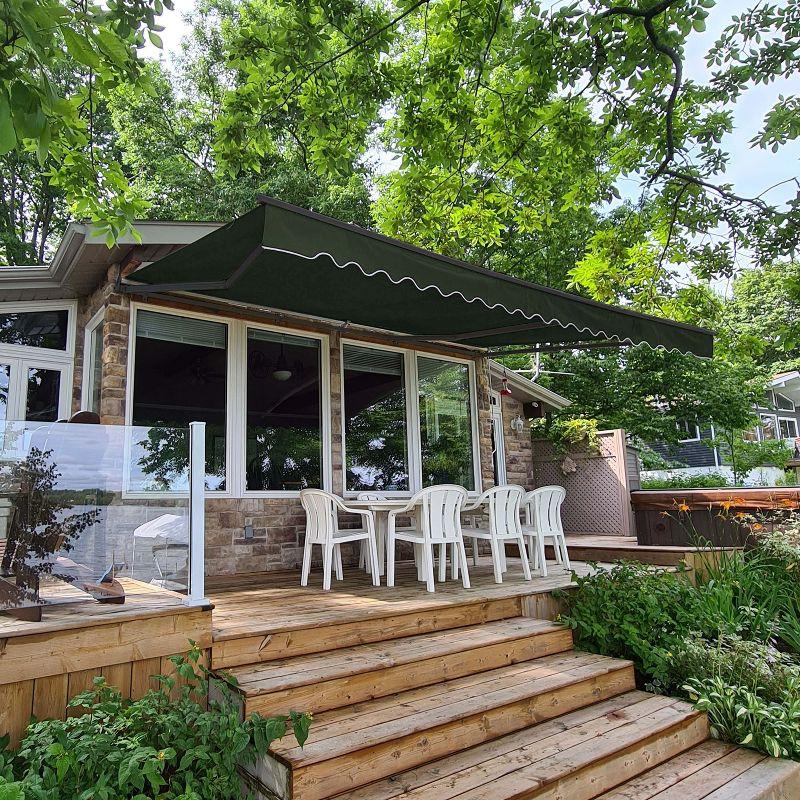 ALEKO Retractable Motorized Patio Awning – Black Frame