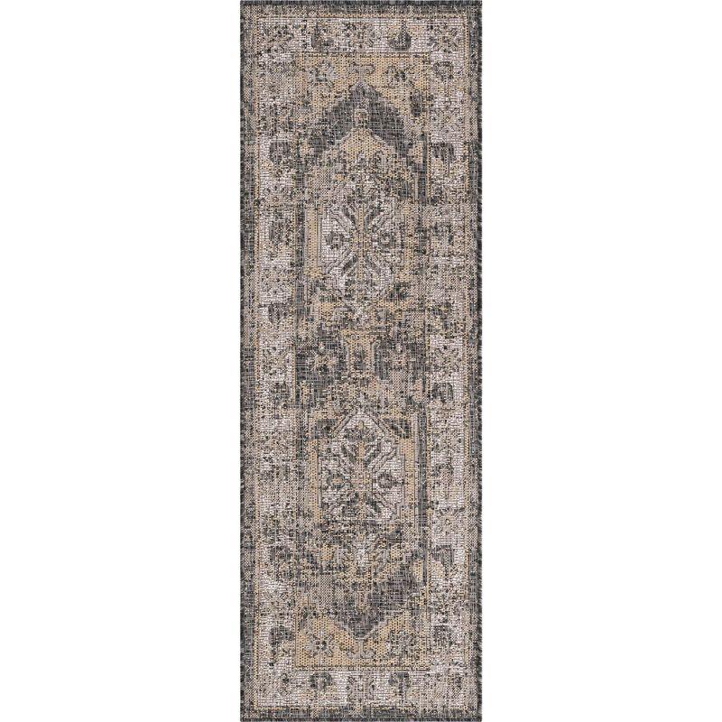 Unique Loom 2' 0 x 6' 0 Runner Indoor/Outdoor Traditional Charcoal Runner Rug
