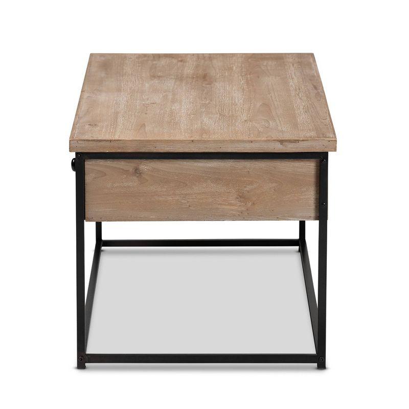 Roderick Wood & Metal Coffee Table with Storage, Industrial Design - Baxton Studio