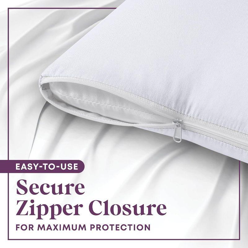 Circles Home 100% Cotton Breathable Queen Pillow Protector with Zipper – (6 Pack)