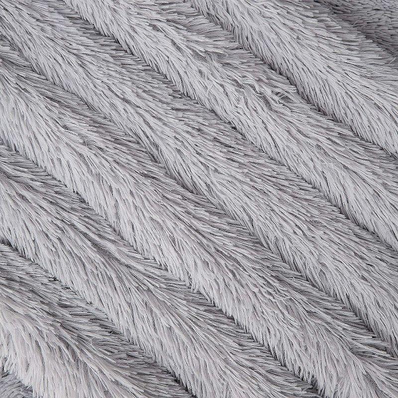 Kate Aurora Regal Luxe Oversized Ultra Soft & Fuzzy Lined Accent Throw Blanket - 50 in. W x 70 in. L - Light Gray