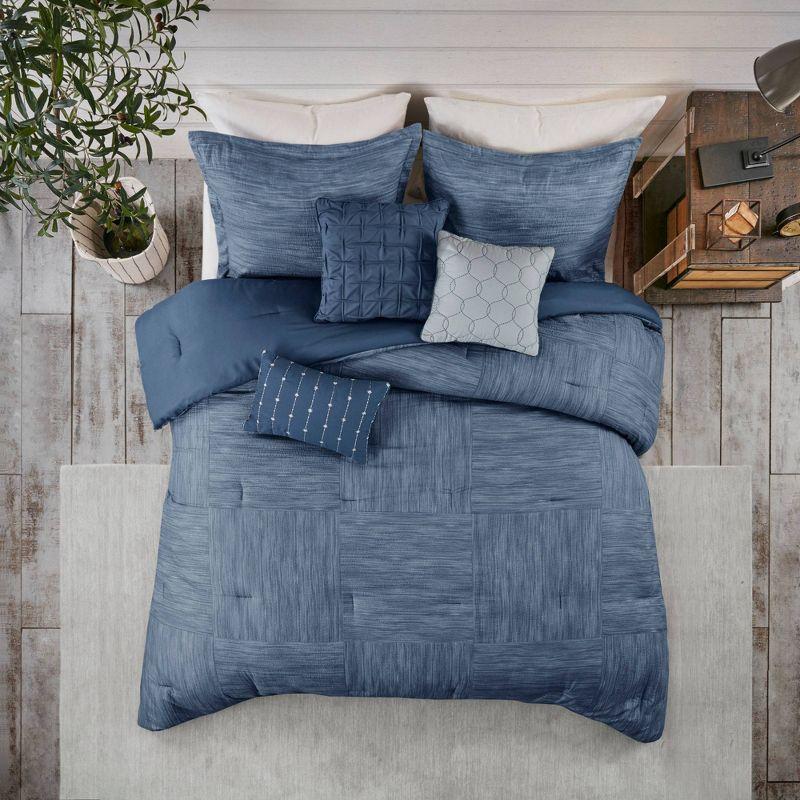 Navy King Microfiber 7-Piece Seersucker Comforter Set