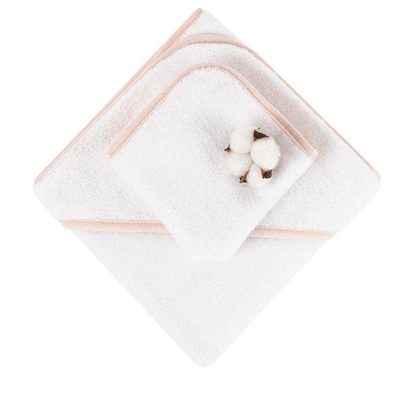 American Soft Linen Turkish Baby Toddler Hooded Bath Towel Set, 100% Cotton Soft Fluffy Baby Toddler Hooded After Shower Towels