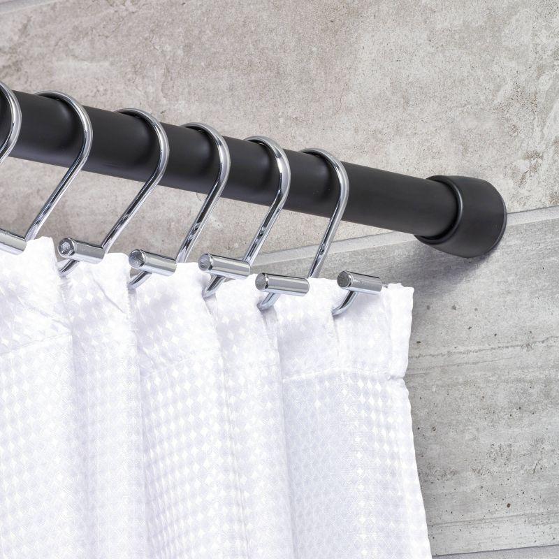 iDESIGN Metal T Bar Shower Curtain Hooks Set of 12 Chrome