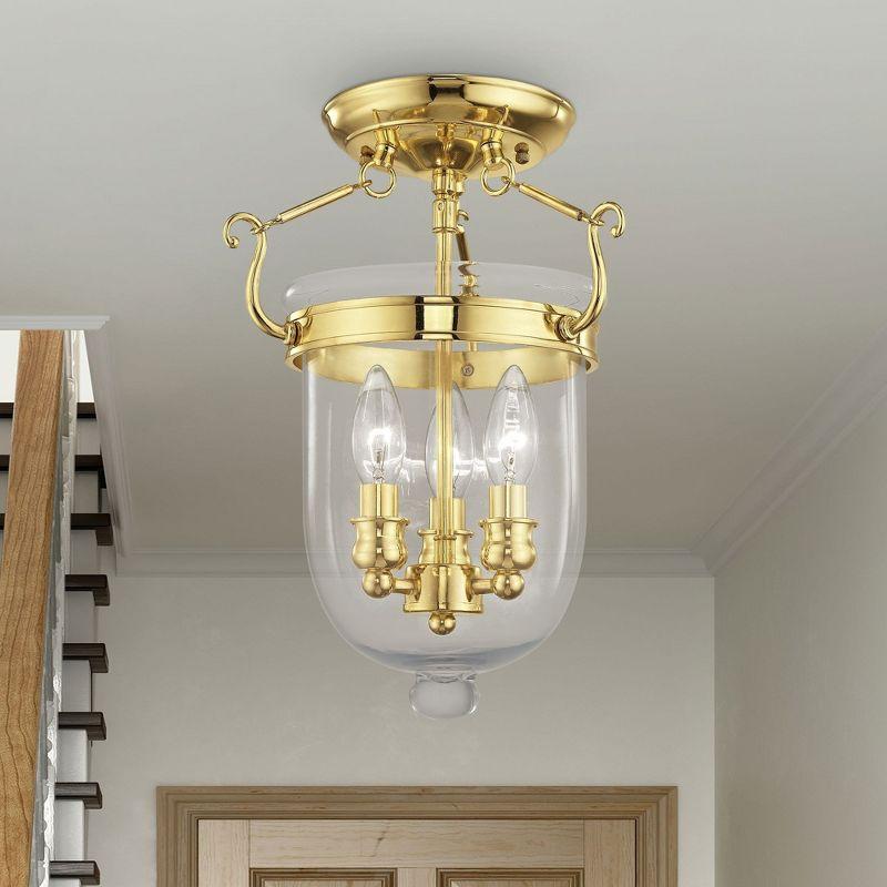 Livex Lighting Jefferson 3 - Light Flush Mount in  Polished Brass
