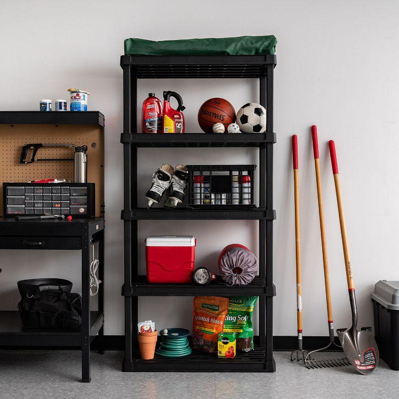 IRIS USA 5-Tier Shelving Unit, 73" Fixed Height, 36"L x 18"W x 73"H, Made with Recycled Materials, Black