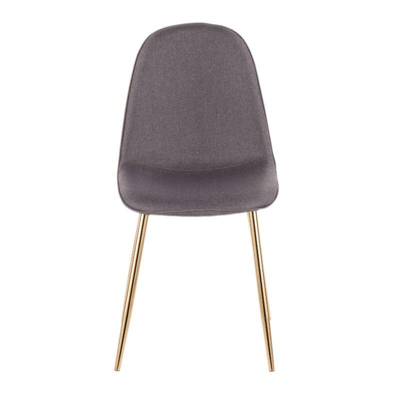 Set of 2 Pebble Contemporary Dining Chairs Gold/Charcoal: Upholstered, Metal Legs - LumiSource