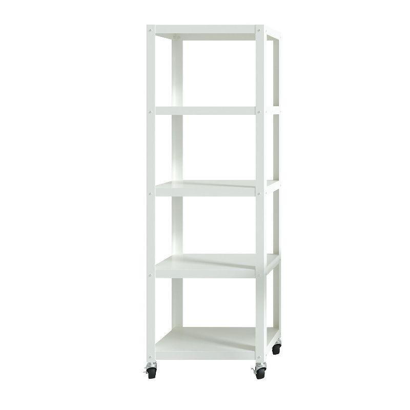 White 72" Industrial Metal 5-Shelf Mobile Bookcase