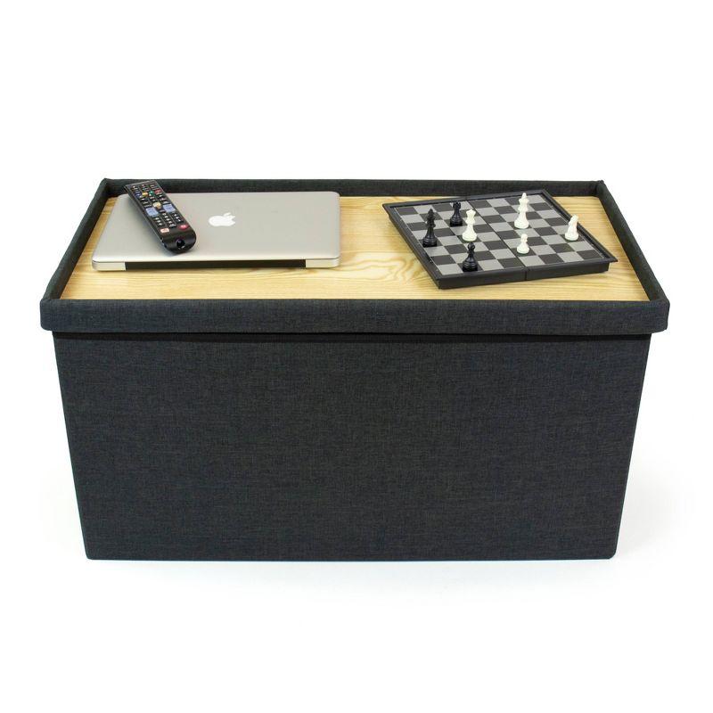 Heathered Storage Ottoman with Reversible Tray Cover - Humble Crew