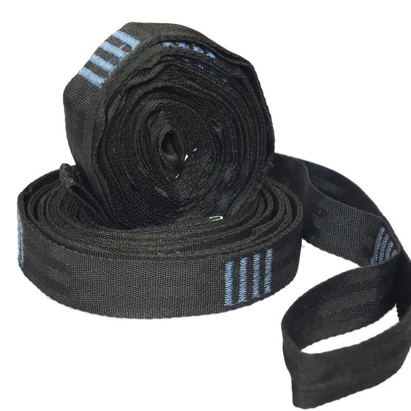 Equip Black Polyester Hammock Suspension Straps with Multiple Anchor Points