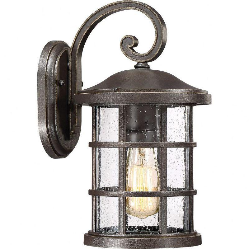 Palladian Bronze 14.25" Outdoor Wall Lantern with Seeded Glass