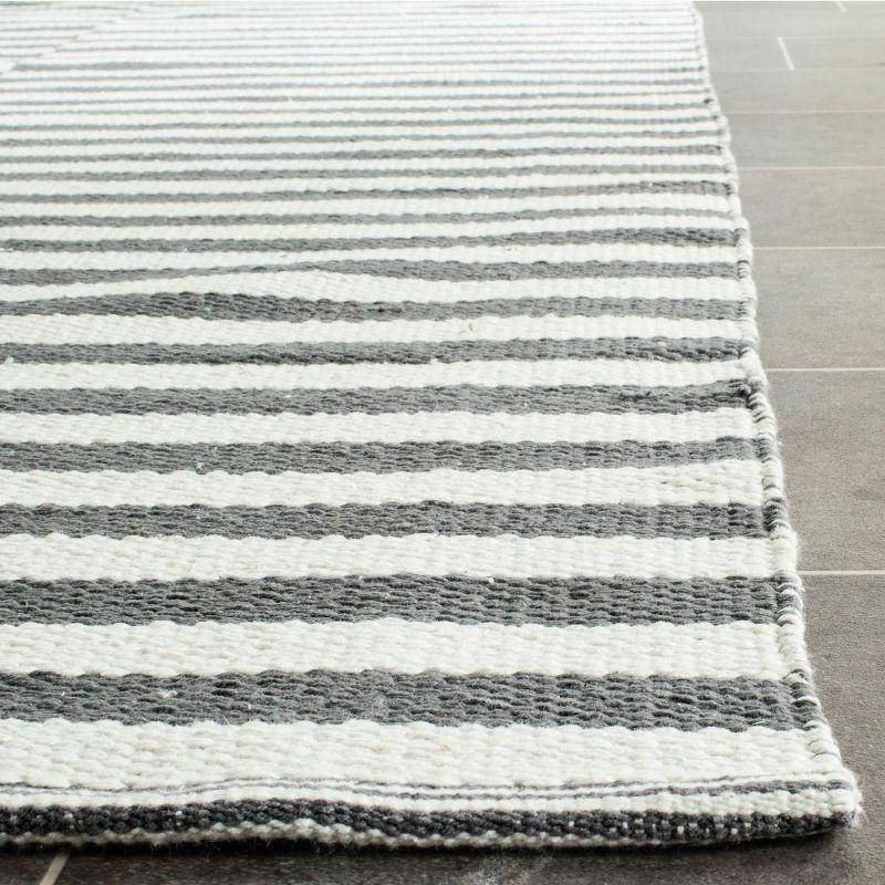 Ivory and Grey 3' x 5' Handmade Cotton Flat Woven Rug