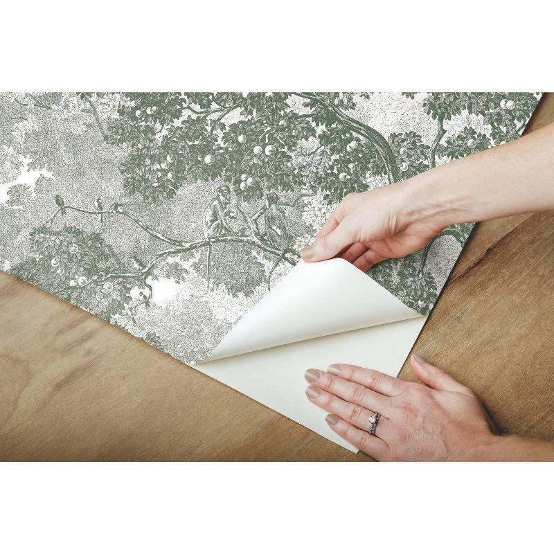 RoomMates Jungle Toile Peel and Stick Wallpaper Green/Gray