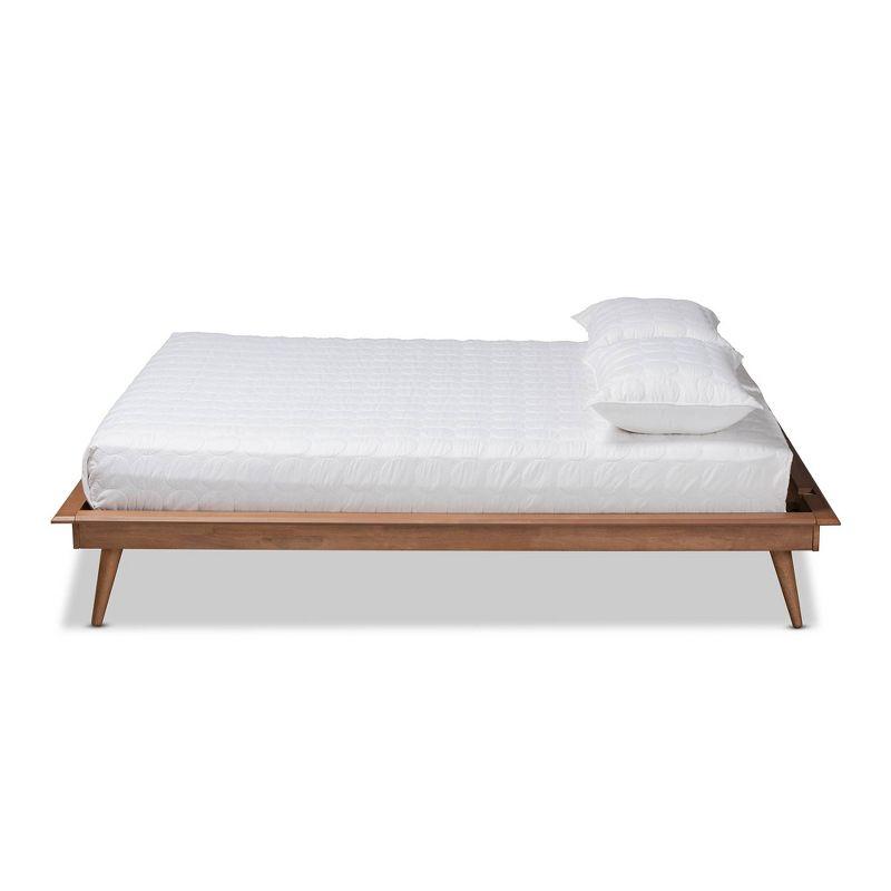 George Oliver Melbourne  Platform Bed Frame in Mid-Century Modern Walnut Brown Finished Wood