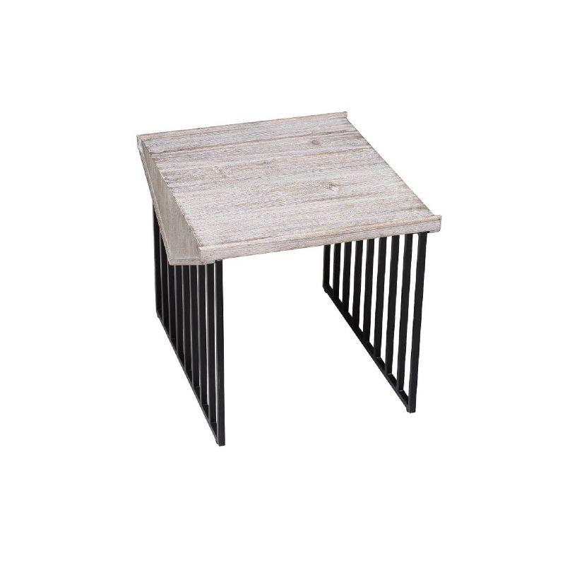 16" Sandra Wood Corner Table Natural Gray - Boraam: Reclaimed Pine, Black Metal Base, Industrial Design