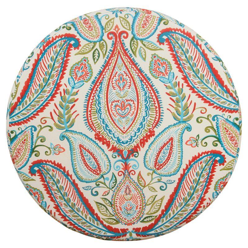 Bold Paisley Round Storage Ottoman in Polyester