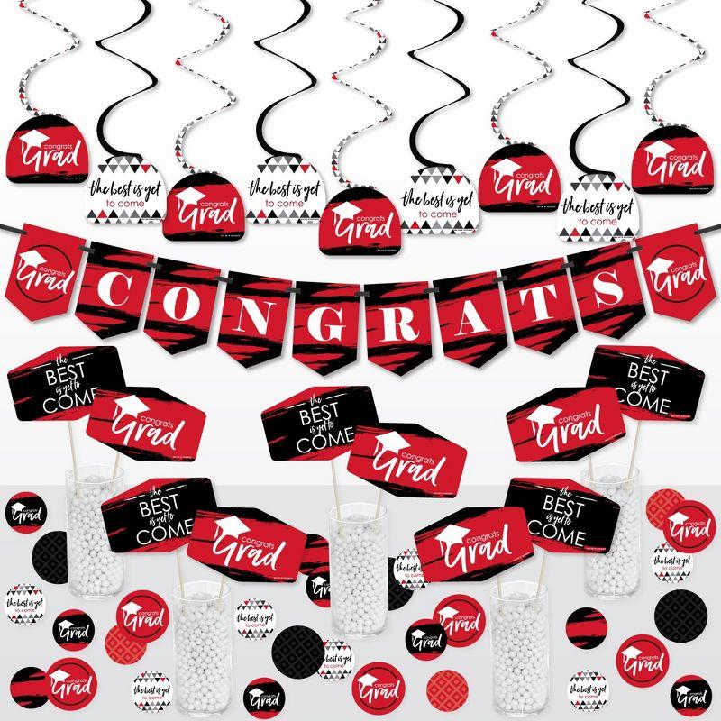 Big Dot of Happiness Red Grad - Best is Yet to Come - Red Graduation Party Supplies Decoration Kit - Decor Galore Party Pack - 51 Pieces