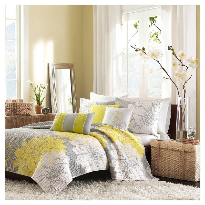 Madison Park Lola Floral 6 Piece Reversible Cotton Quilt Set