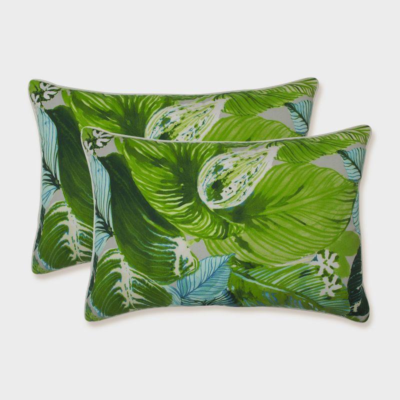 Pillow Perfect Lush Leaf Jungle Indoor/Outdoor Reversible Throw Pillow (Set of 2)