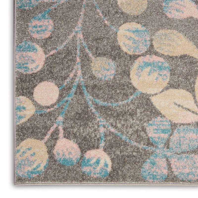 Nourison Tranquil 4' X 6' Grey/Beige Area Rug Contemporary Botanical Vine and Bloom by Nourison