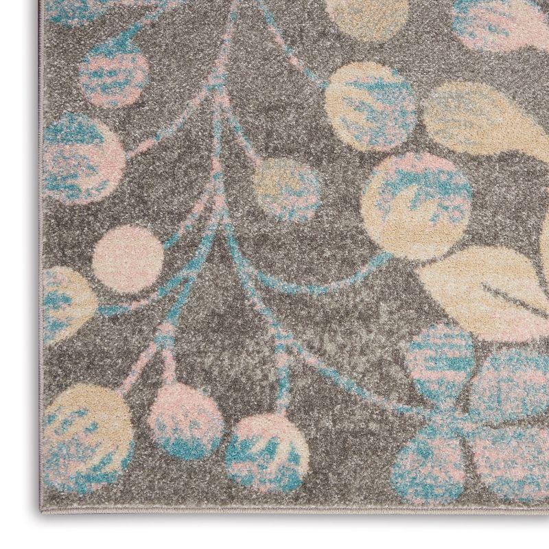 Elegant Grey & Beige Floral Synthetic 6' x 9' Reversible Rug