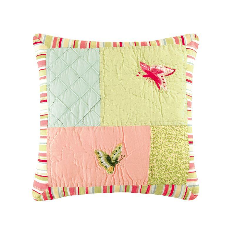 14" Multicolor Cotton Canvas Butterfly Throw Pillow