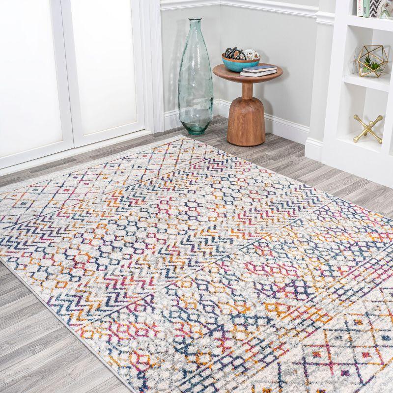 3' x 5' Arta Moroccan Vintage Geometric Rug Area Rug, Multi/Cream - JONATHAN Y