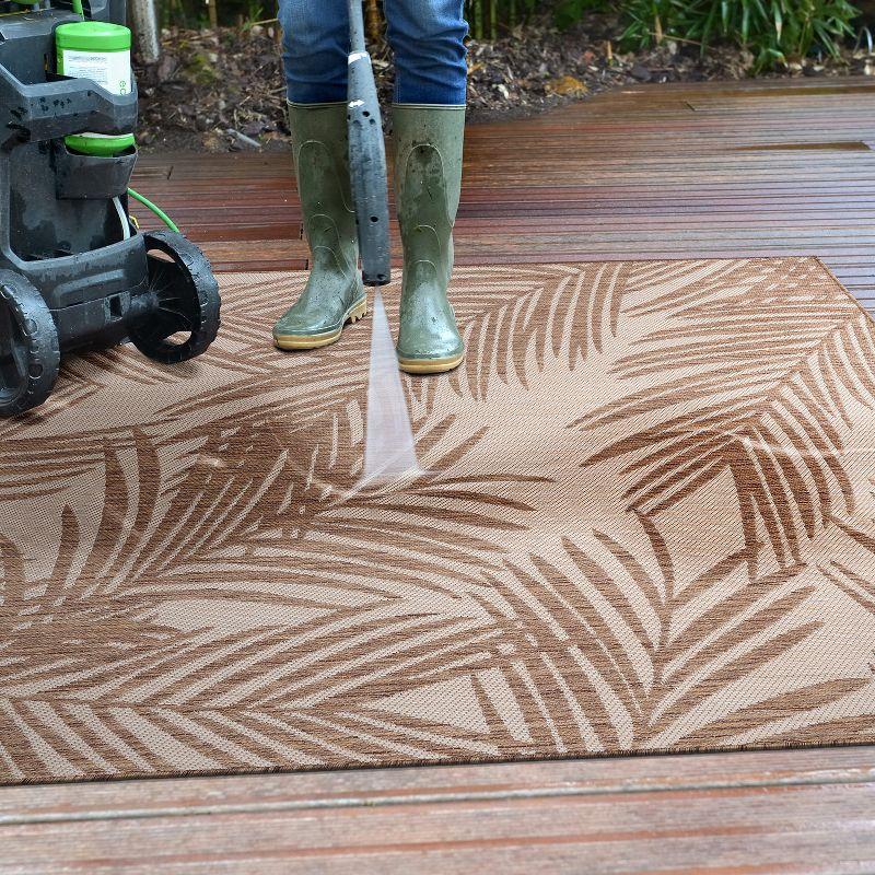 World Rug Gallery Contemporary Distressed Leaves Textured Flat Weave Indoor/Outdoor Area Rug - BROWN 7'10"X10'