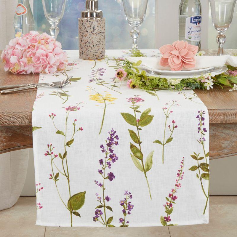 Saro Lifestyle Watercolor Floral Design Table Runner