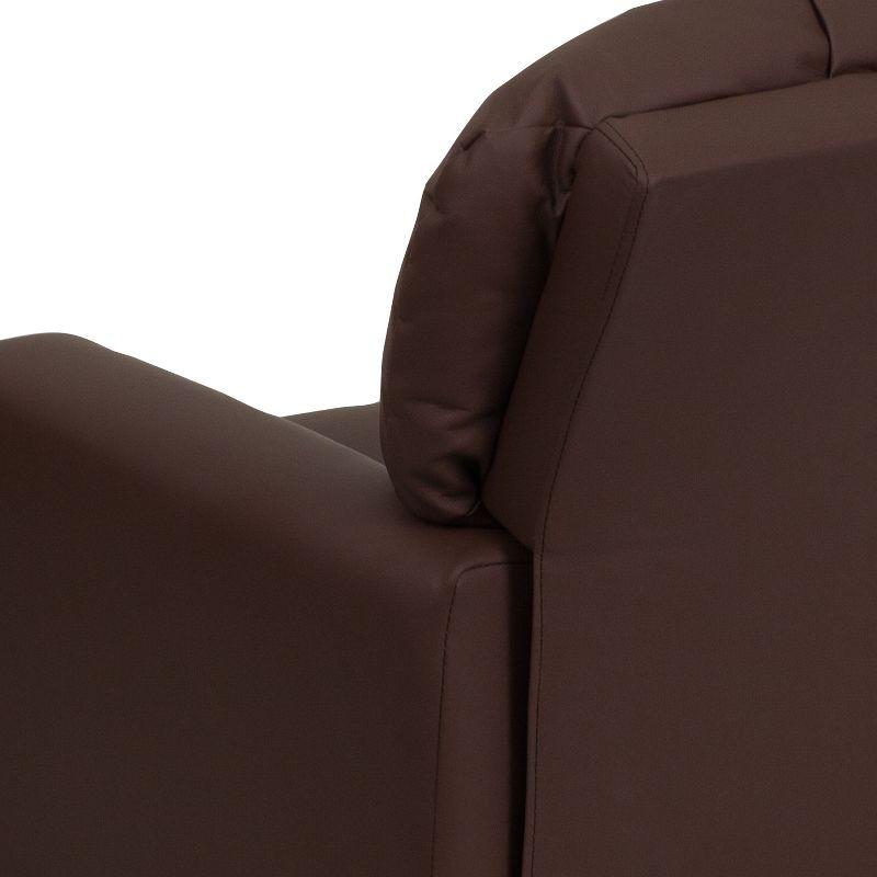 Cozy Brown LeatherSoft Kids Recliner with Built-in Cup Holder