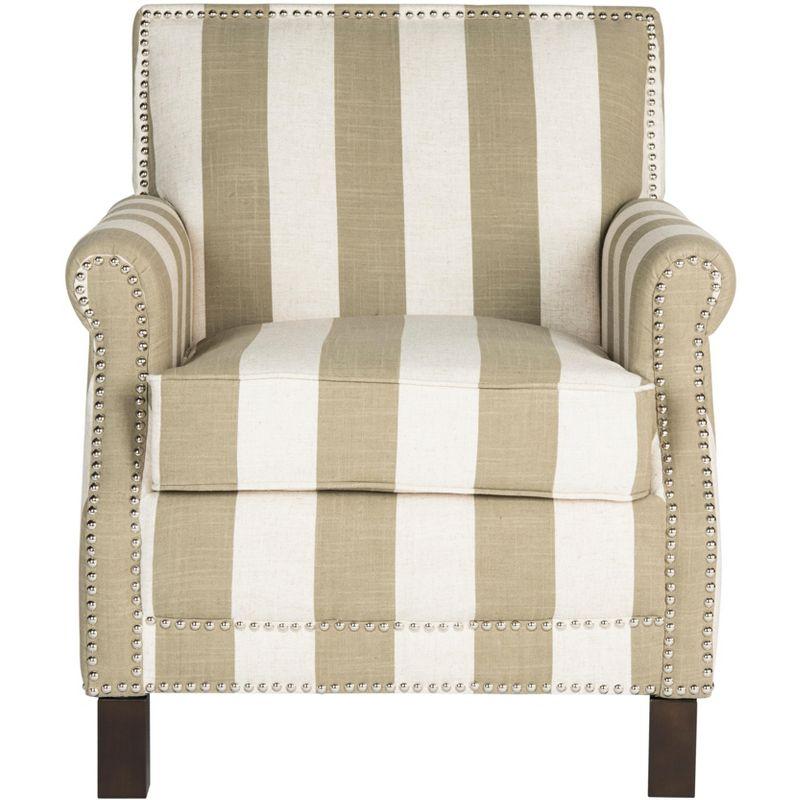 Easton Olive and White Striped Faux Leather Club Chair