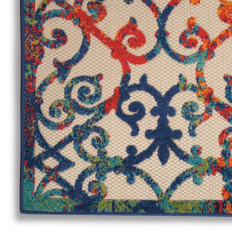 Nourison Aloha Contemporary Scroll Flatweave High-Low Indoor Outdoor Area Rug Multicolor 5'3" x 7'5"