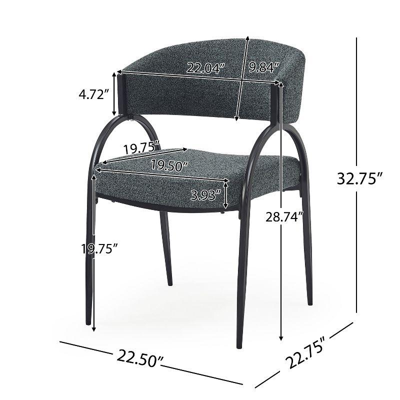 Christopher Knight Home Hayden Upholstered Armrest Dining Chairs with Metal Legs (Set of 2), Dark Green/Black