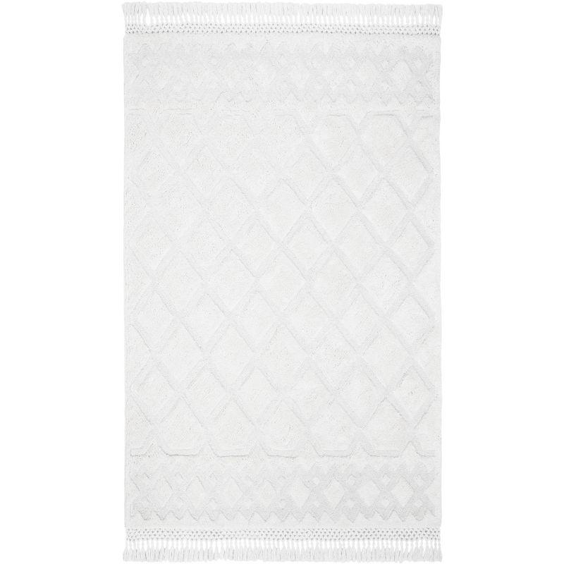 Ivory Elegance 6' x 9' Tufted Wool-Cotton Blend Shag Area Rug