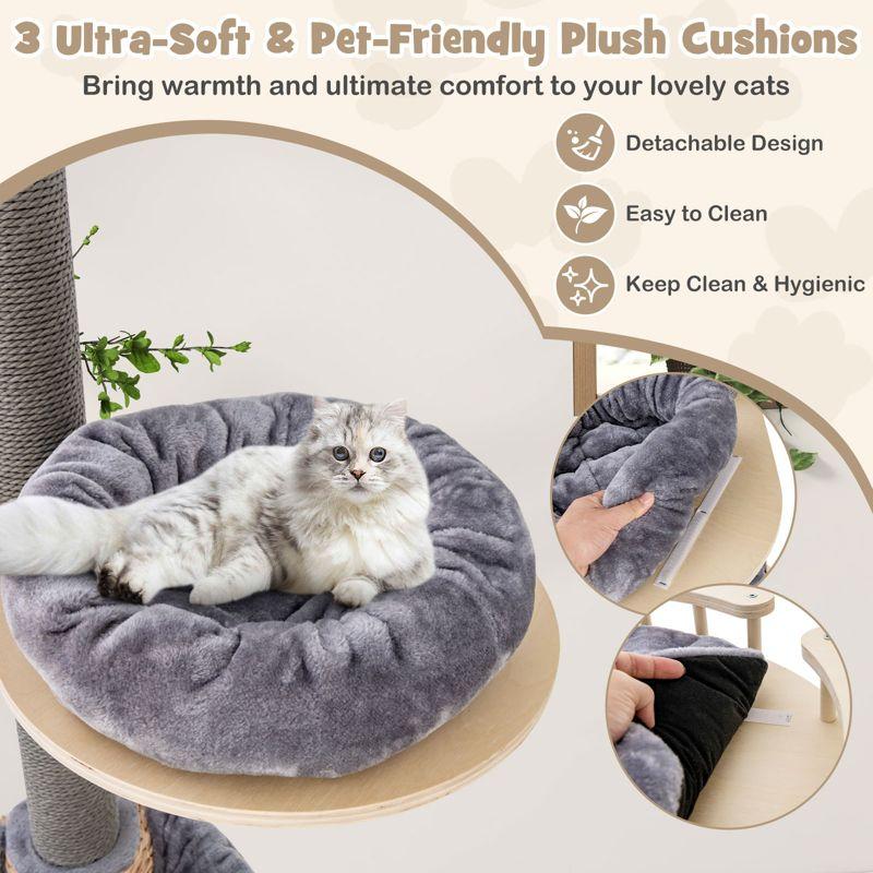 Costway 5-Tier Floor to Ceiling Cat Tree w/93"-107" Adjustable Height Cozy Hammock & Bed