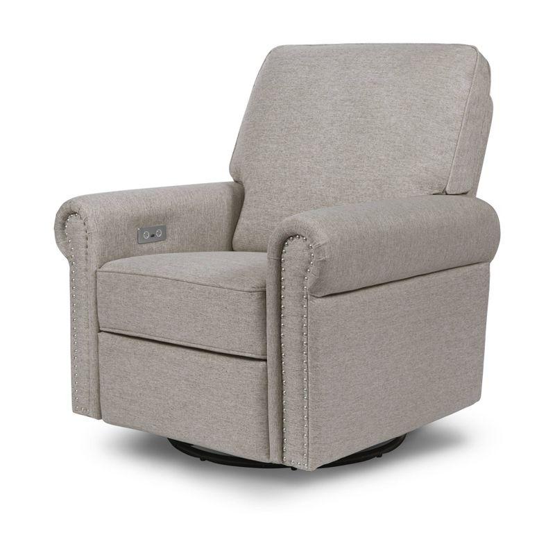 Gray Eco-Weave Swivel Recliner with USB Port