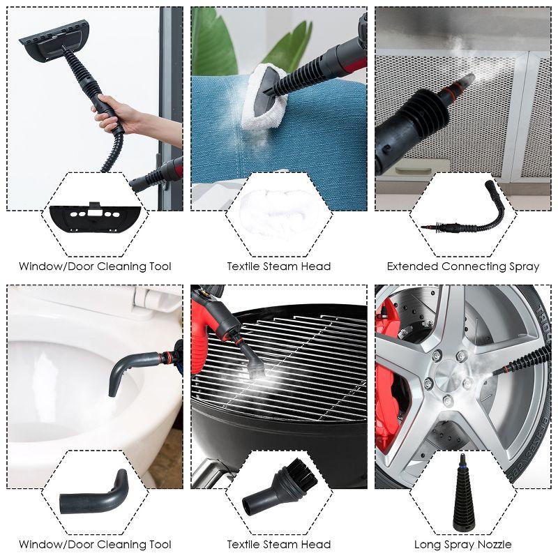 Costway Multifunction Portable Steamer Household Steam Cleaner 1050W with Attachments Red