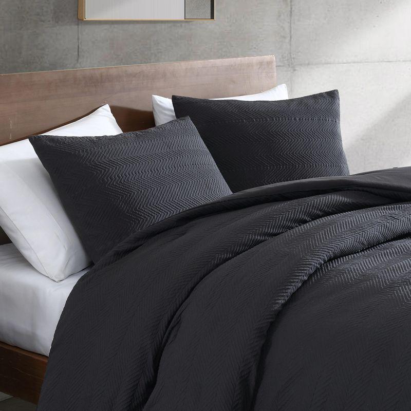 King Black Polyester Gathered Bedspread Cover Set