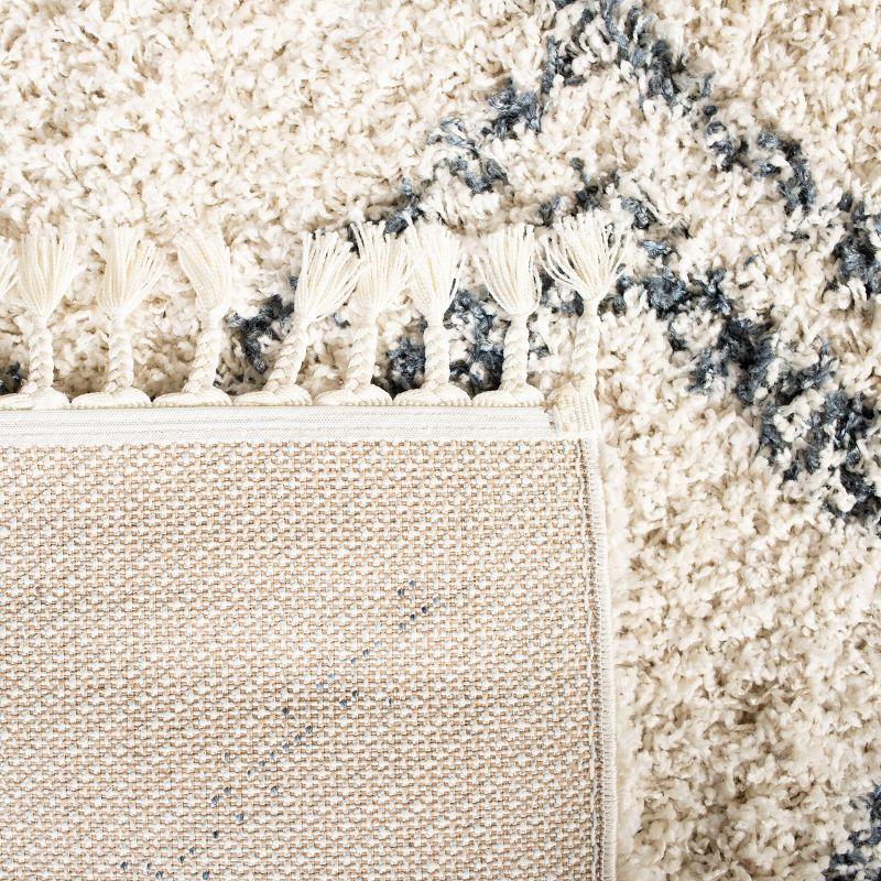 Pro Lux Shag PLX432 Power Loomed Area Rug - Cream/Blue - 5'1"x5'1" - Safavieh.