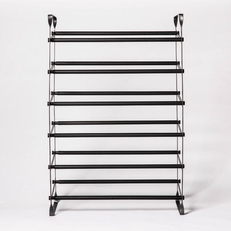 Black Metal Expandable Shoe Shelf with Six Tiers