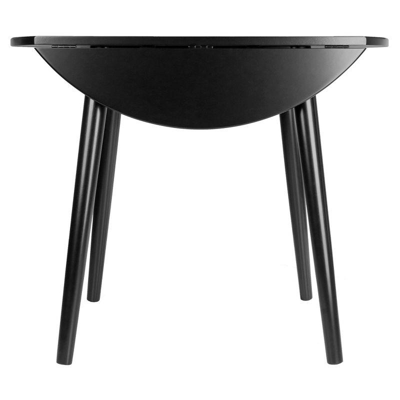 36" Moreno Round Drop Leaf Dining Table Black - Winsome: Space-Saving, Seats 4