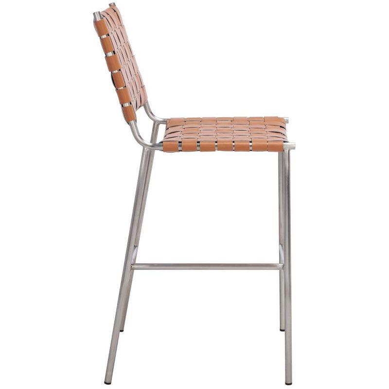 Olenna Woven Counter Stool - BST3011 - Cognac/Silver - Safavieh