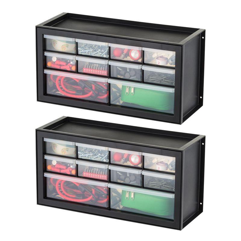 IRIS USA Black 10-Drawer Plastic Parts Organizer Cabinet, 2-Pack