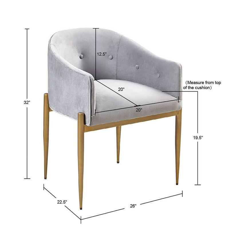 Tufted Velvet Arm Chair in Gray (Set of 2)