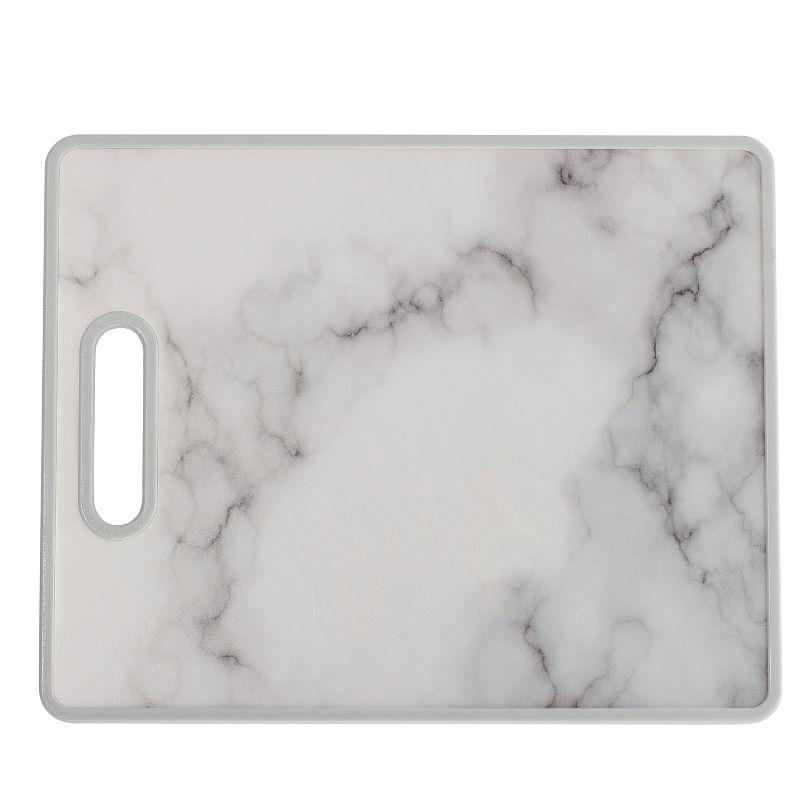 12" x 15" Nonslip Cutting Board Marble-Designed Plastic, Dishwasher Safe, Sturdy & Lightweight with Easy-Grip Handle