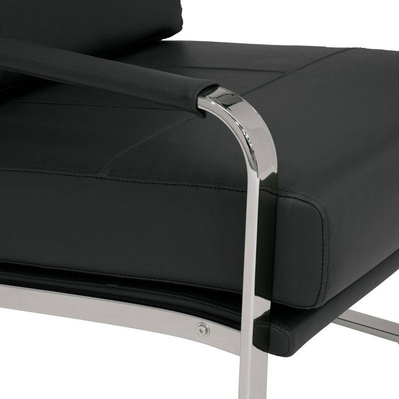 Allure Modern Blended Leather Accent Arm Chair Black/Chrome: Chrome-Finished, Padded for Comfort - Studio Designs Home